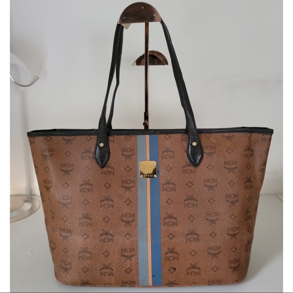 MCM Handbags - MCM Cognac Visetos Tote Bag